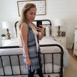 NWT 99 Jane Street Knit Blue Sleeveless Cardigan